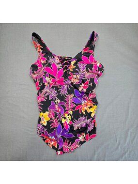 Swim365 Womens One-Piece Swimsuit Size 20 Multicolor Tropical Adjustable Straps